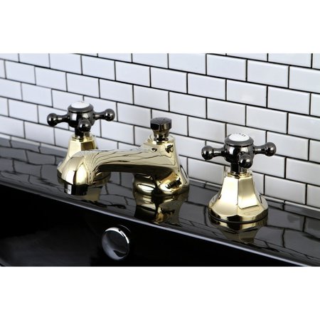 Kingston Brass NS4466BX 8" Widespread Bathroom Faucet, Brass/Black Stainless Steel NS4466BX